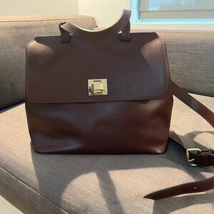 Michaella Barri Leather Satchel Bag w/ Shoulder Strap